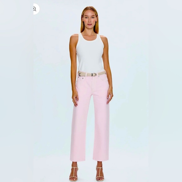 pistola Denim - Pistola NWT Lexi mid rise bowed straight blush pink jeans size 31